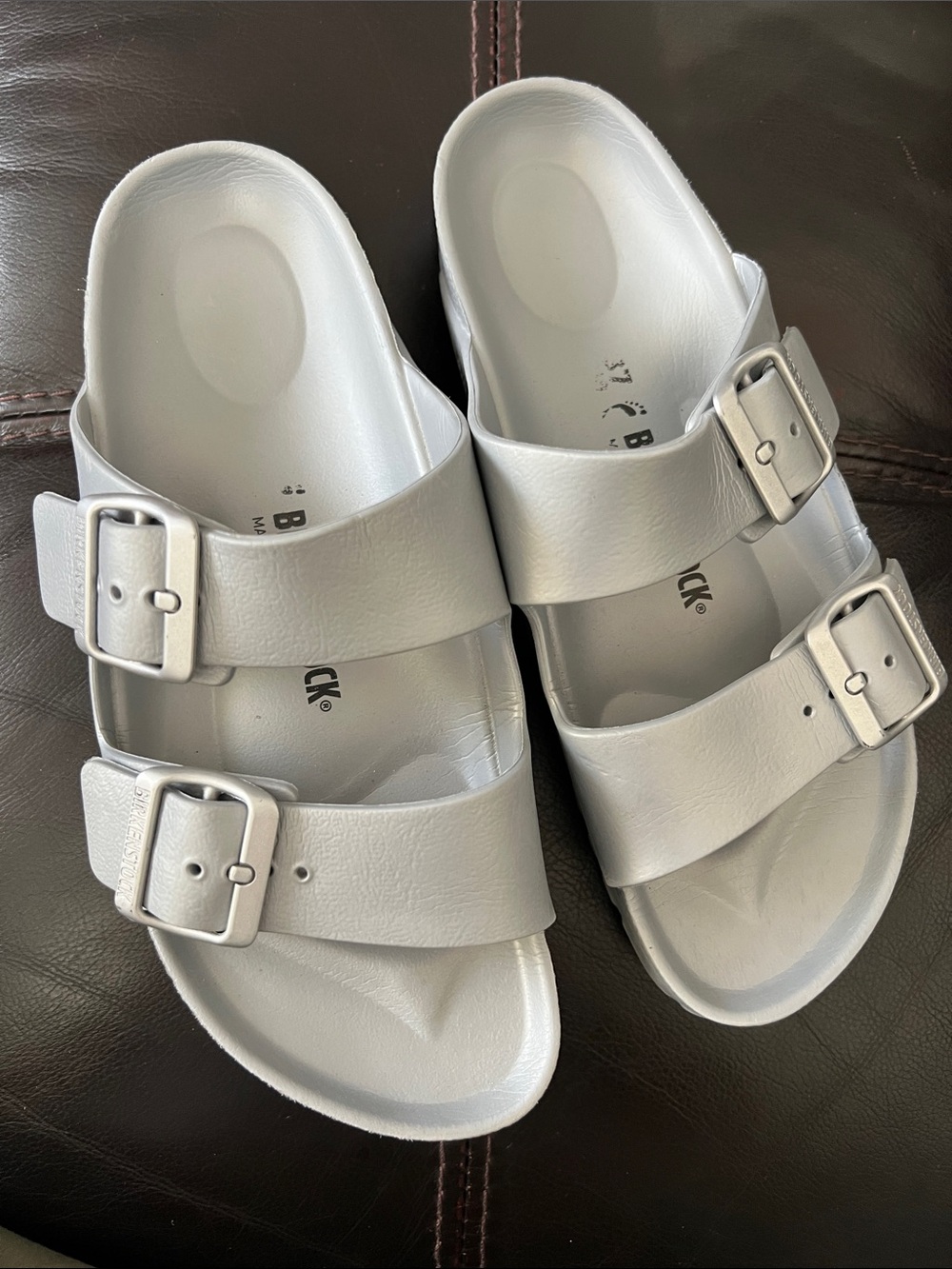 Birkenstock Women's Double-Buckle Slide Sandals - Light Silver
